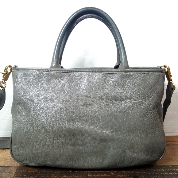 Tory Burch Leather Horsebit Satchel Crossbody Handbag Gray - Picture 4 of 16